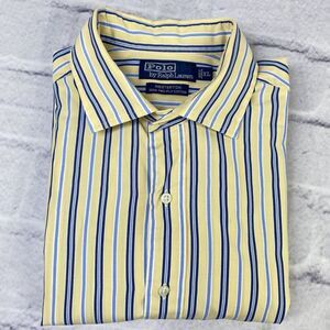 Polo by Ralph Lauren Westerton 2-Ply Shirt Mens XL Yellow Long‎ Sleeve Striped